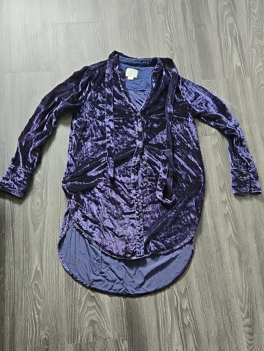 Maeve Navy Velvet Button Up Blouse Shirt Size 2